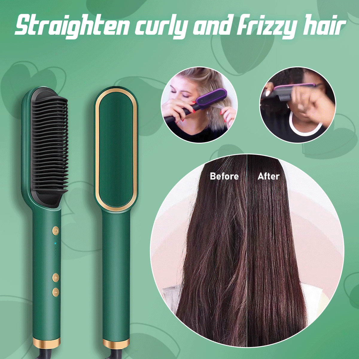 2 in 1 Electric Hair Straightener Curler Heating Styling Comb Straightening Brush